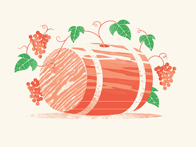 Wine Barrel barrel design foliage fruit grapes halftone illustration keg leaf leaves texture vector vine vineyard wine winery wood woodgrain