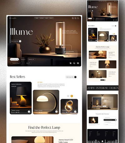 Lamps Selling eCommerce Website Design branding business design e commerce ecommerce website figma framer illustration lamps lamps selling landing page selling ui uiux web design website design