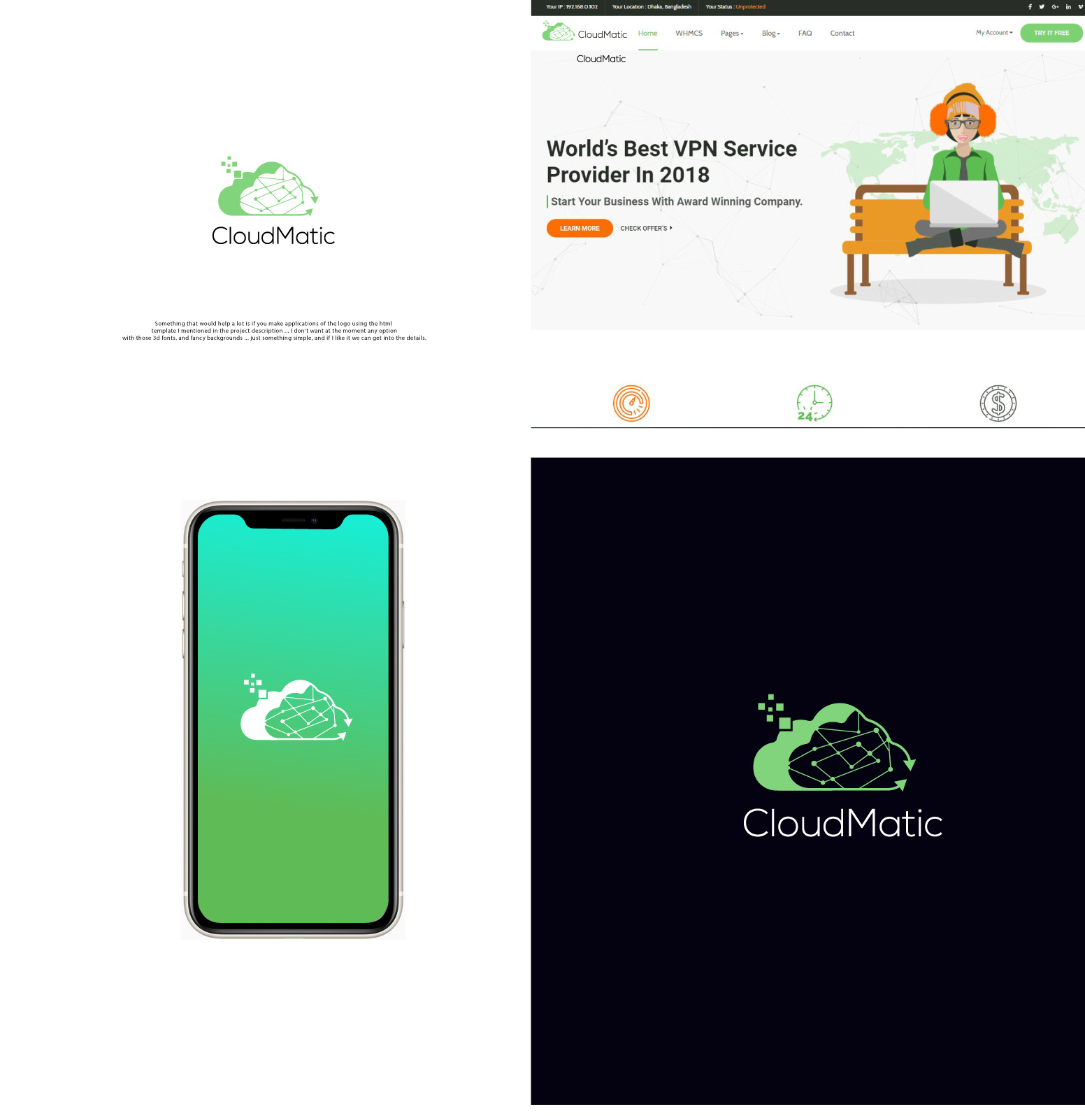 Cloud Matic Logo 3d 3d logo animation branding design graphic design green health icon illustration logo motion graphics ui