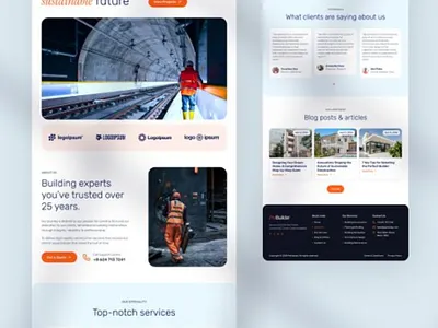 Construction Services Website Design architecture branding building construction services design figma framer illustration landing page ui uiux web design website design