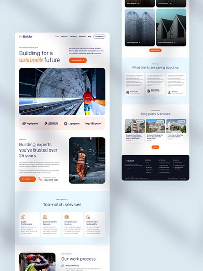 Construction Services Website Design architecture branding building construction services design figma framer illustration landing page ui uiux web design website design