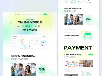 Mobile Recharge and Bill Payment billpayment clean designinspiration dribbbleshots figma fintechdesign mobile recharge and bill payment mobileappui rechargeapp template ui ux uxdesign