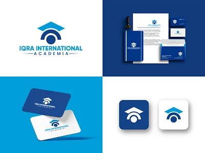 Iqra International Academia | Education Logo app icon augmented reality blue brand and logo brand guidelines branding education education logo graphic design learning learning platform logo logo design logo designer logos online learning school teaching visual identity