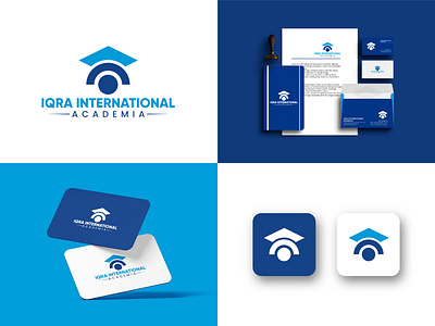 Iqra International Academia | Education Logo app icon augmented reality blue brand and logo brand guidelines branding education education logo graphic design learning learning platform logo logo design logo designer logos online learning school teaching visual identity