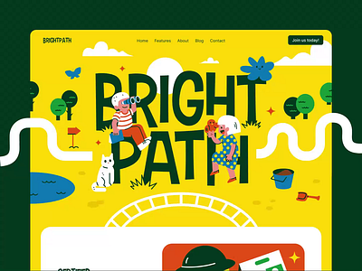 Bright Path - Website Landing Page Rive Animation animation character design education home page illustration interactive interactive website kids education landing page motion graphics playful rive rive animation ui design ui illustration ui ux web design website website design website illustration