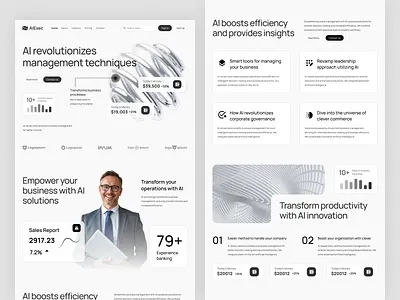 AI SaaS Landing Page for Business Management ai agent ai agent landing page ai landing page ai powered service ai saas ai website b2b customer service ui landing page u saas saas b2b website saas design saas landing page saas startup saas website sales automation web design