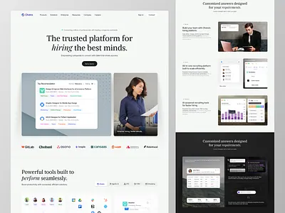 Olvera - HR Platform Landing Page applicant b2b cansaas career design hiring hr hr platform human resources landing page landingpage minimalist platform recruitment saas ui ux web design website