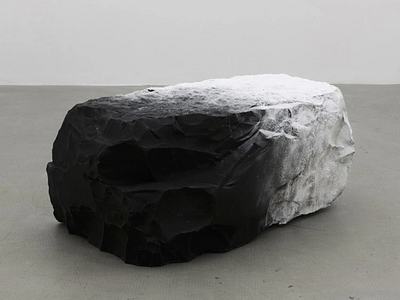 Bicolor 3D Rock Sculpture 3d 3d art 3d bicolor rock 3d modeling 3d rendering 3d rock 3d rock sculpture art art design bicolor bicolor rock black and white creative digital art futuristic design minimalist rock rock sculpture