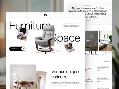 Nanspace - Funiture Shop Landing Page branding clean design dashboard design furniture graphic design illustration landing page ui ux web design website