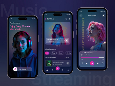 Music Streaming Mobile App minimal app design