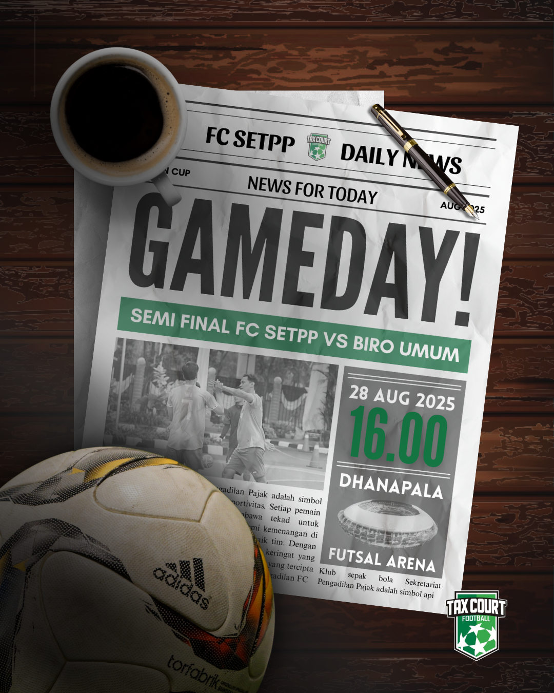 Poster: Football Match Day with Chill Coffee design graphic design illustration