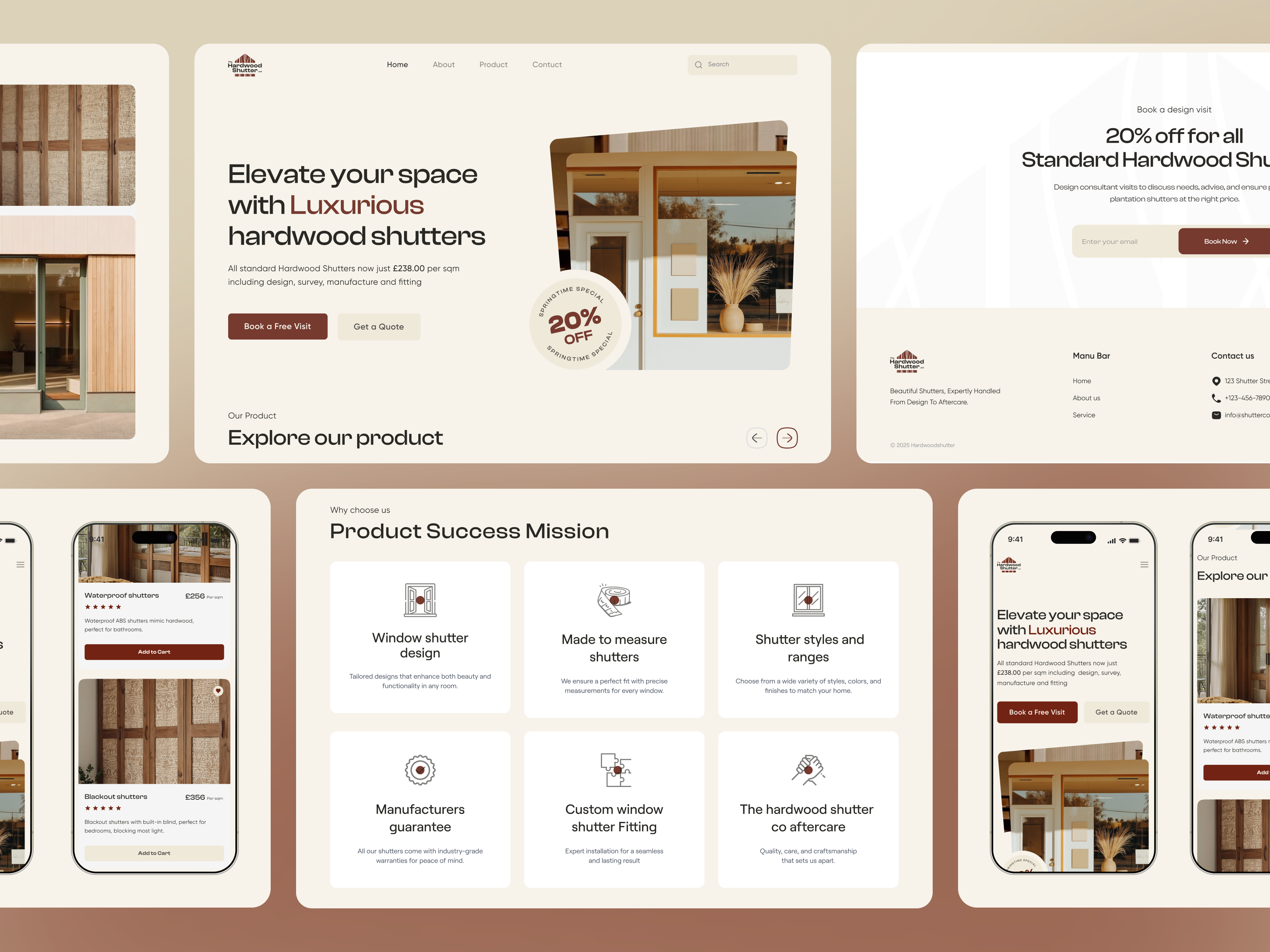 Hardwood Shutters Website Redesign before after redesign branding clean design dribbble redesign ecommerce ui ux furniture website hardwood shutters hero section interior design landing page luxury website minimal modern ui ui ui ux web design website design