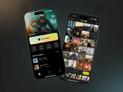 Video Editor App – Home & Media Library UI app design app navigation clean design creative app dashboard ui figma design home screen ui ios app ui media library minimalist ui mobile app design mobile tools mobile ui product design ui ux design user flow user interface ux design video app ui video editor app
