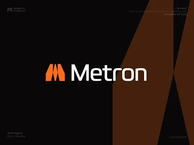 Metron - Letter M, Architecture, Construction, Development Logo architechture branding business company construction development geometric letter m lettermark logo logo design logo icon logomark metron modern modern logo symbol timeless