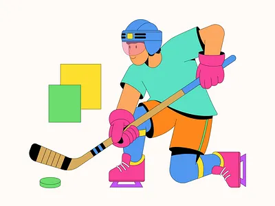 Dynamic Hockey Player Illustration cartoon competition dynamic fitness hockey ice illustration player rink sport team