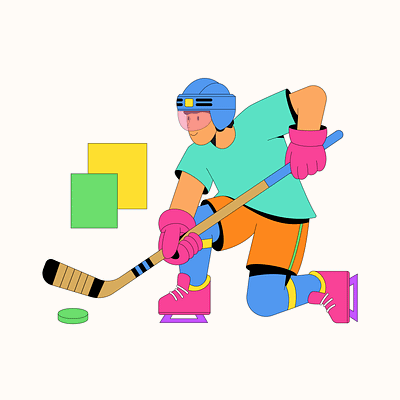 Dynamic Hockey Player Illustration cartoon competition dynamic fitness hockey ice illustration player rink sport team
