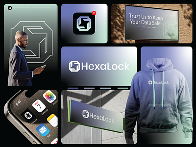 HexaLock – Modern Security Brand Identity Design app icon design brand identity creative design cybersecurity gradient design letter logo logo logo design logo designer minimal design minimal logo security logo tech branding text logo visual identity