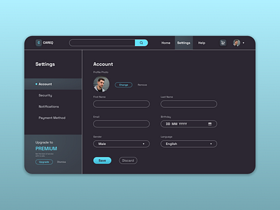 Daily UI Day 7: Settings dailyui dark mode design graphic design settings ui user experience user interface ux