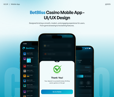 Casino Mobile App UI/UX Design | BetBliss casino design mobile app uiux
