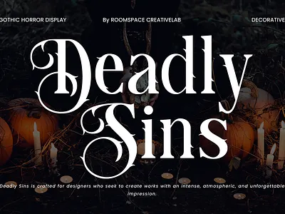 Deadly Sins – Gothic Horror Display Font branding creepy design display gothic graphic design halloween illustration logo luxury magazine pumpkin typography ui