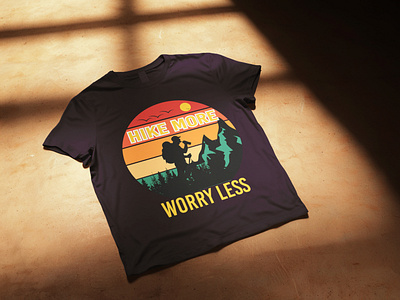 “Hike More, Worry Less” – Outdoor Hiking T-Shirt Design clean design graphic design hiking tshirt illustration logo logo design simple logo tshirt tshirt design vector
