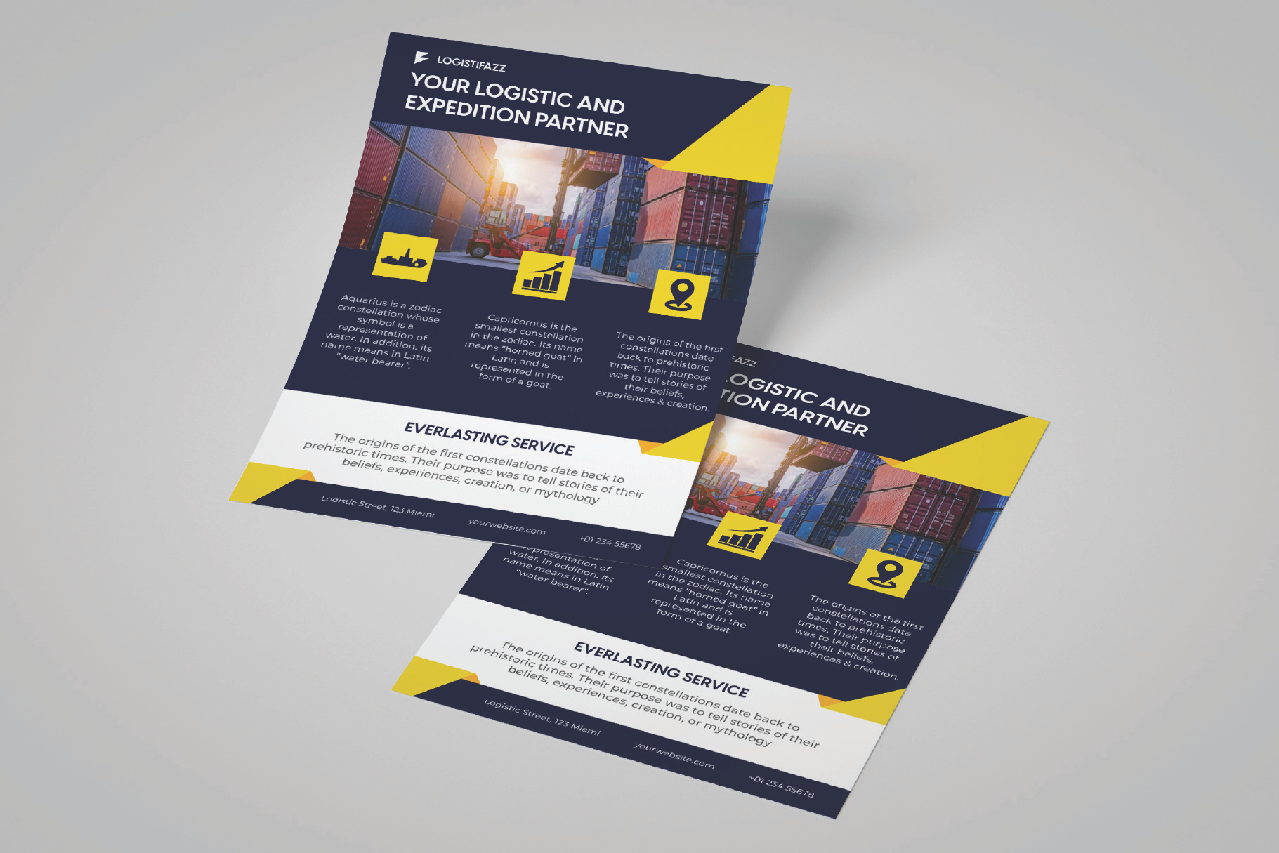 Logisteics flyer design template brochure brochure design cargo flyer flyer design freight graphic design logistics logistics flyer print design shipment shipping transport transport agency transportation