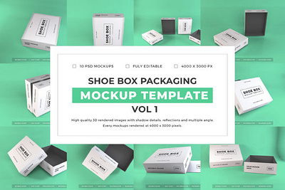 Shoe Box Packaging Mockup Bundle Vol 1 box cardboard design mockup package packaging paper template