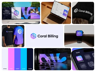 Coral Billing logo and branding accounting bill billing branding coral finance financial fintech hexagon invoice logo logotype money negative space ocean organic sea tech visual identity web3