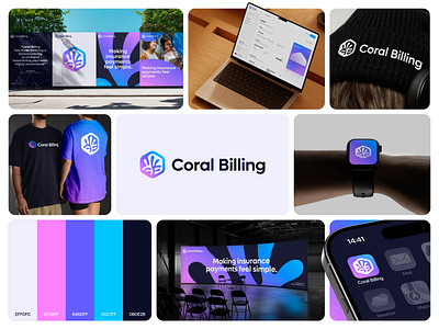 Coral Billing logo and branding accounting bill billing branding coral finance financial fintech hexagon invoice logo logotype money negative space ocean organic sea tech visual identity web3