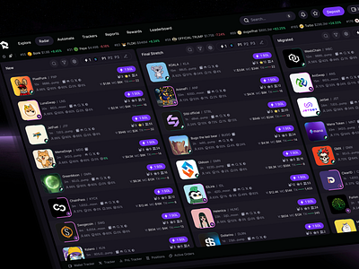 Rax Trade - Radar app cex coin crypto dashboard dex solana token trade ui ux web web3