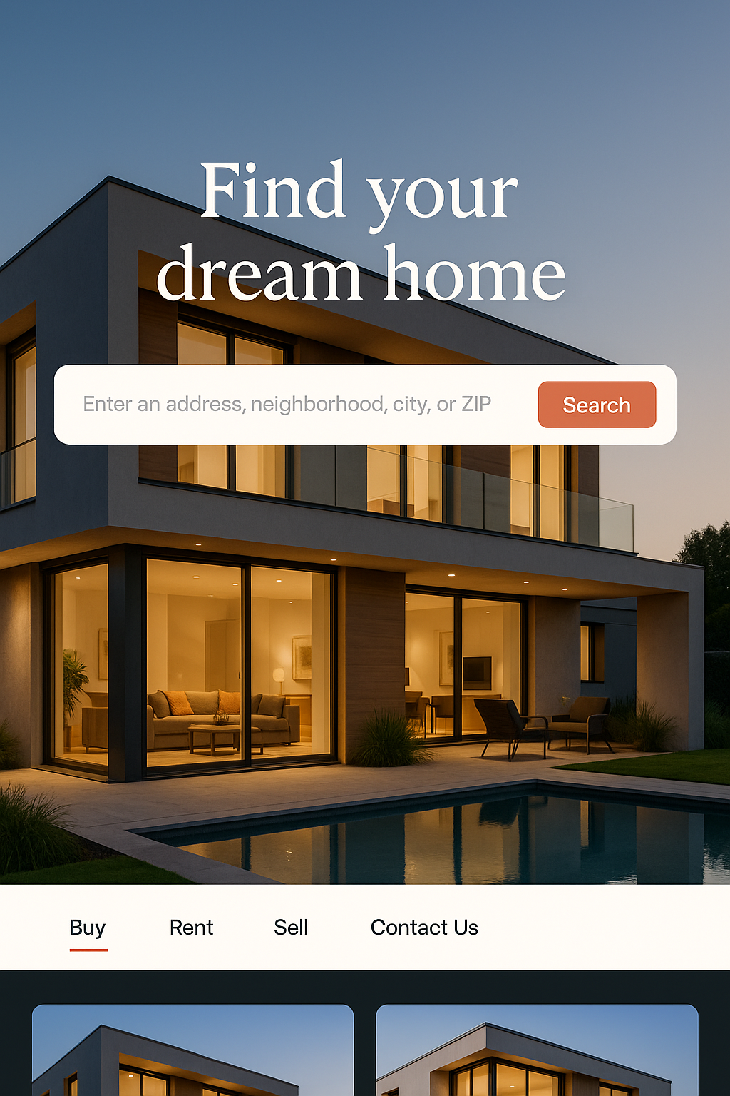 Real Estate Platform UI Concept – Modern Property Finder branding corporate design figma modern real estate ui ux web design website website design website development wisdmlabs wordpress