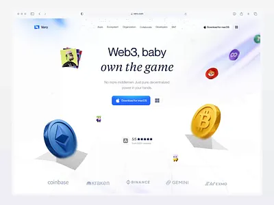 Vero — Web3 Landing Page animate b2b blockchain clean dapp decentralization defi dipa inhouse landing page minimalist modern nextgeninternet saas startup ui uiux ux web design web3 web3landingpage