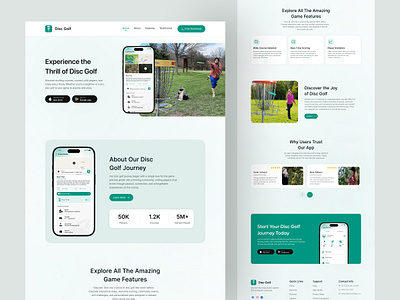 Disc Golf Landing Page Design app design courses disc disc golf app disc golf mobile app golf golf club golf club website golf course landing page golf courses golf product landing page golf website landing landing page responsive design sport sport website udisc app ui ux design website