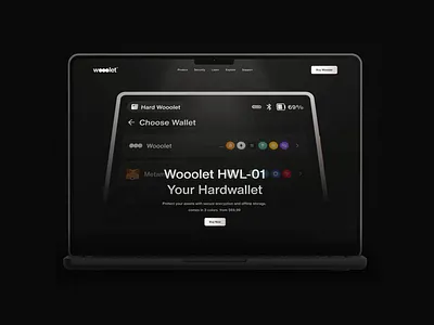 Wooolet - Hardwallet Crypto Landing Page 3d animation app bitcoin blockchain branding crypto crypto design design illustration motion motion graphics ui uigo uiux ux wallet web design website website design