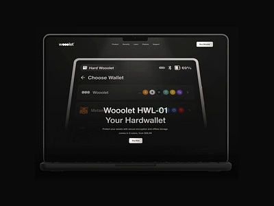 Wooolet - Hardwallet Crypto Landing Page 3d animation app bitcoin blockchain branding crypto crypto design design illustration motion motion graphics ui uigo uiux ux wallet web design website website design