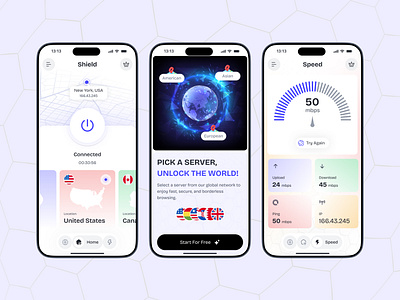 VPN Mobile App UI/UX Design app app interfaces] best ui mobile mobile app design mobile design mobile ui mobile ui design modern app ui radiyal ui ui design ui ux design ux vpn vpn app vpn design vpn mobile app vpn mobile app design vpn ui