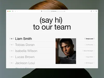 About Page + Creative Agency — Team Profile, Bold Minimal Layout about page app creative agency framer minimal layout portfolio team team profiles template ui web design website