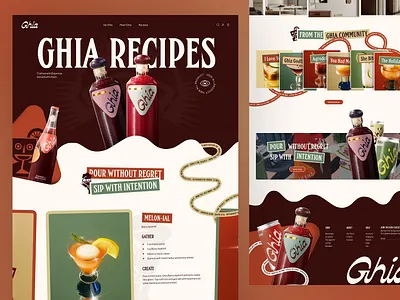 Ghia - Fun Artistic Bold Beverage Website Design - Recipe Page colorful figma graphic design ui web design website website design
