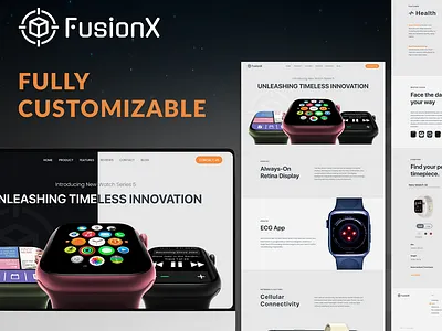 FusionX – Product Launch Landing Page Figma Template figma template landing page ui kit marketing landing page product launch design tech product ui