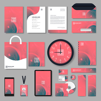 Stationery design set vector format 3d animation branding graphic design logo motion graphics