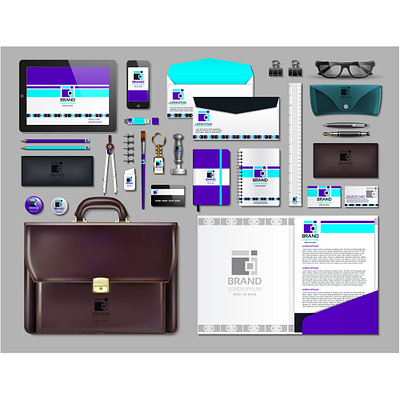 Business stationery with purple design 3d animation graphic design motion graphics