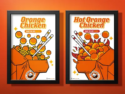 Panda Express® - Orange Chicken Day 🐼🍊 artwork asian food brand design branding digital art food graphic design illustration jeffrey dirkse mural design orange chicken pail panda panda express poster restaurant typography vector