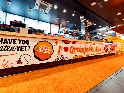 Panda Express® - Orange Chicken Day 🐼🍊 advertising artwork brand design branding campaign digital art drawing food graphic design illustration interior design jeffrey dirkse mural panda panda express restaurant vector
