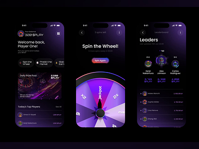 🎰 GemeFi Arcade App UI Concept – Spin, Predict & Win with $PLAY 3d bet betiing casino crypto cryptocurrency dao dapp fintech game gamefi igaming ios app memecoin mobile app slots spin stake web3 wheel