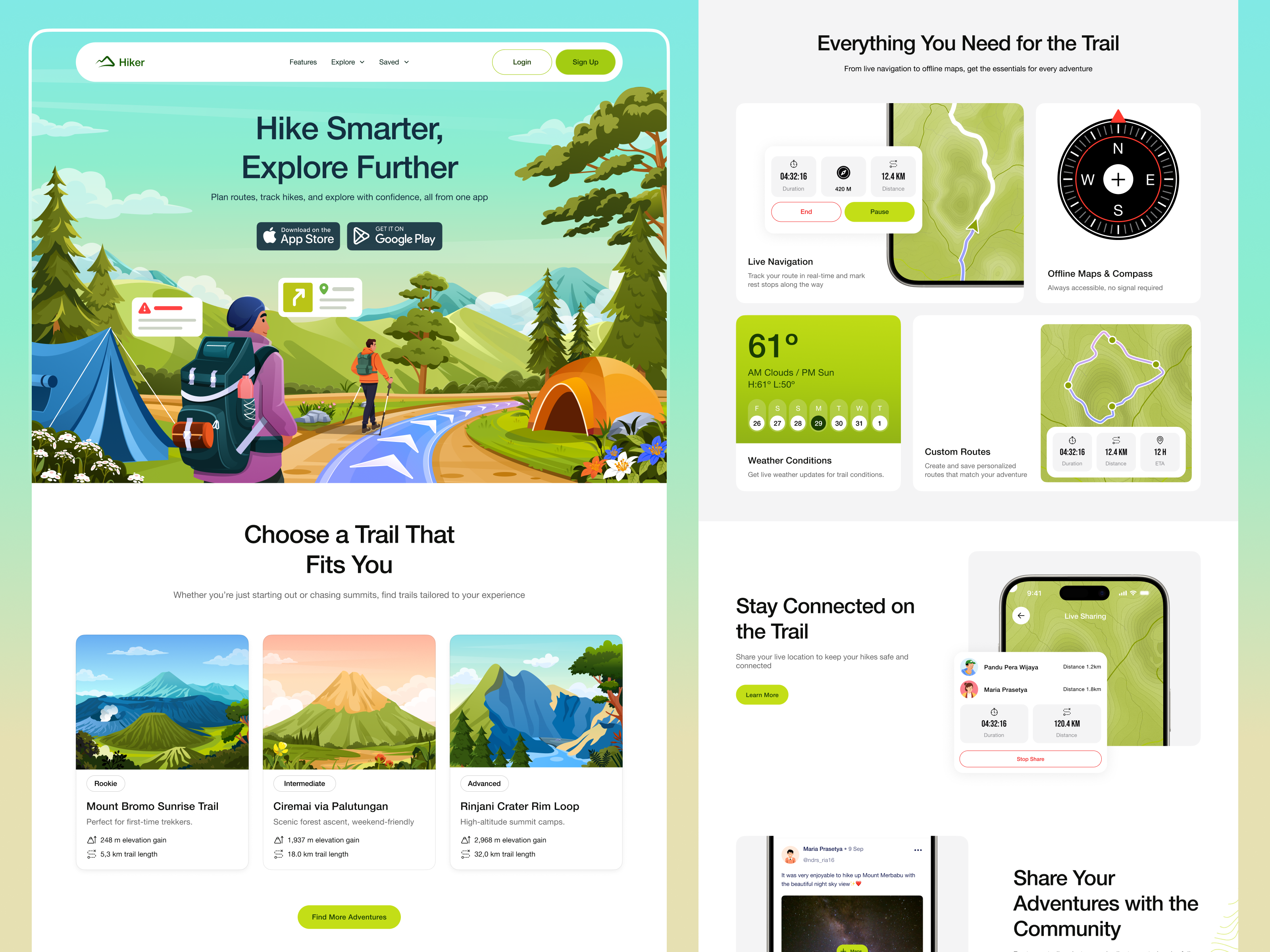 Example of Hiker – Hiking & Trail Guide Landing Page 🏔️