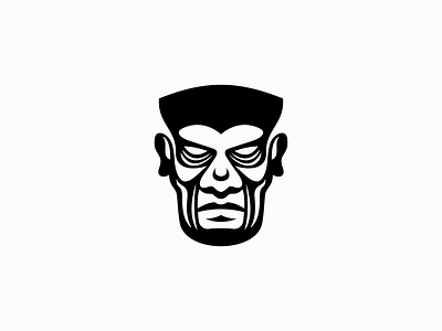 Bold Tribal Face Logo Design abstract bold branding design dramatic emblem expression face icon identity illustration intense logo man mark portrait symbol tribal vector