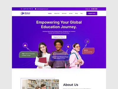 Education Consultancy Website course creative design digital education e learning education education landing page education website homepage landing page learning learning plateform modern website online education ui ux design web design web ui website design