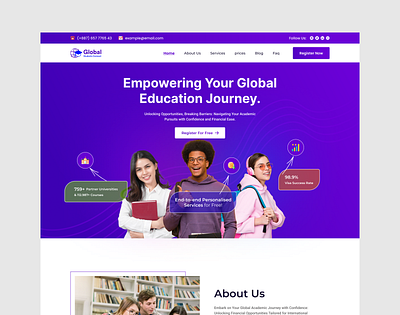 Education Consultancy Website course creative design digital education e learning education education landing page education website homepage landing page learning learning plateform modern website online education ui ux design web design web ui website design