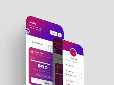 Mixygo – Coffee Machine Loyalty PWA coffeelovers dribbble loyaltyapp mixygo productdesign referralmarketing uidesign