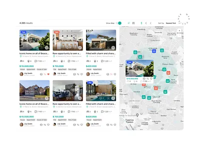 Interface design. Search map | FW Real Estate creative design interface map real estate search ui uxui web web design website